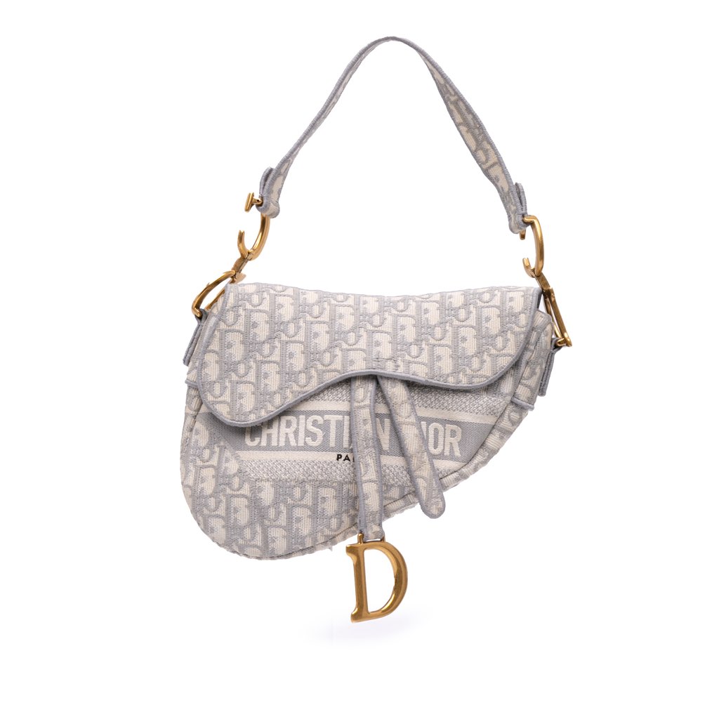 Dior Oblique Canvas Embroidered Saddle Bag