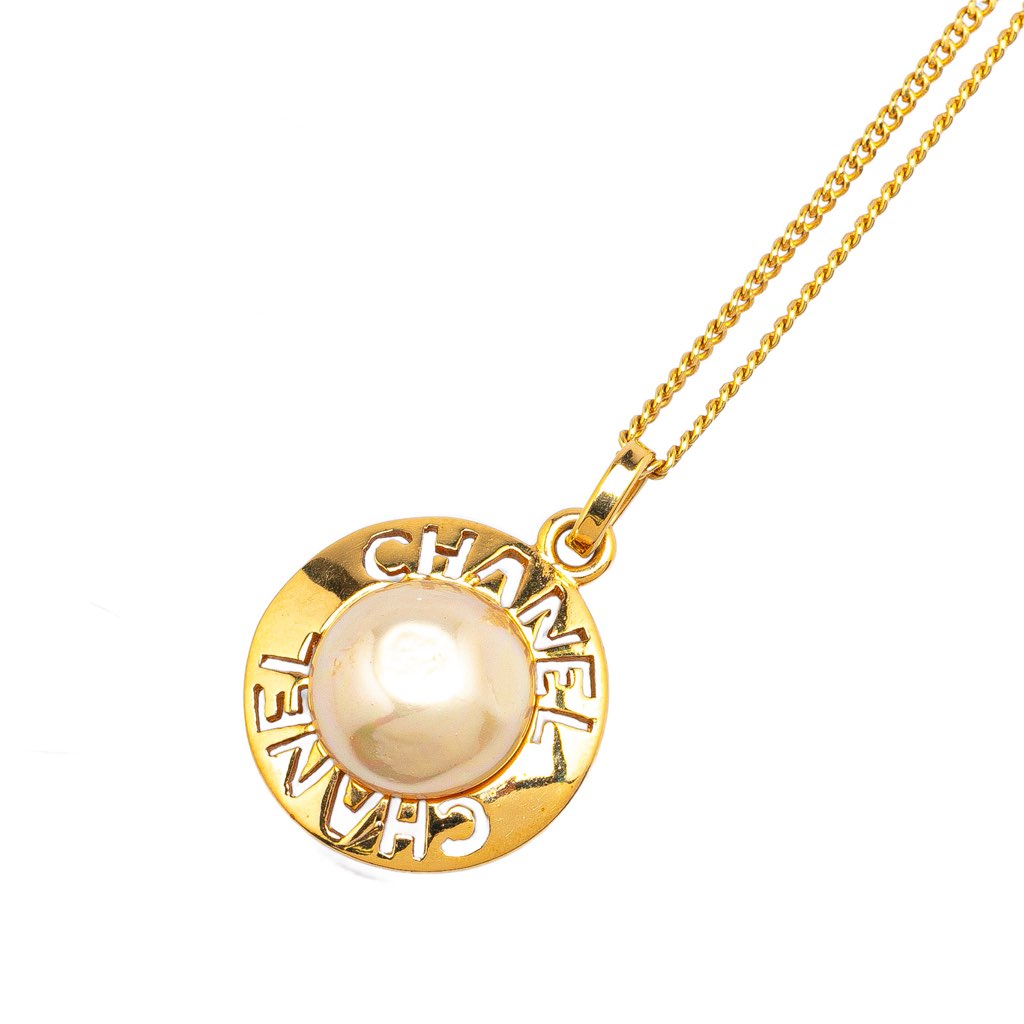 Chanel Gold Plated Faux Pearl Pendant Necklace - 2