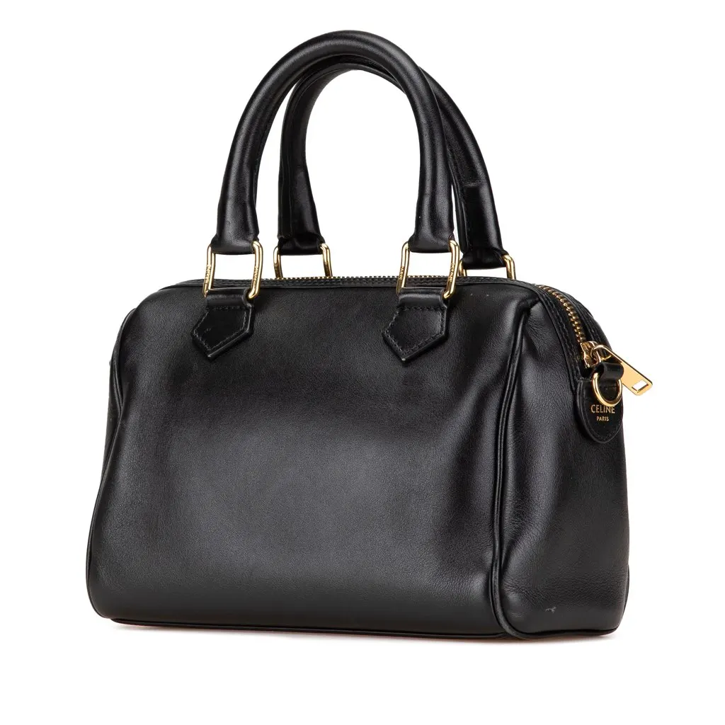 Celine Smooth Calfskin Cuir Triomphe Satchel Black Leather Good - Back View