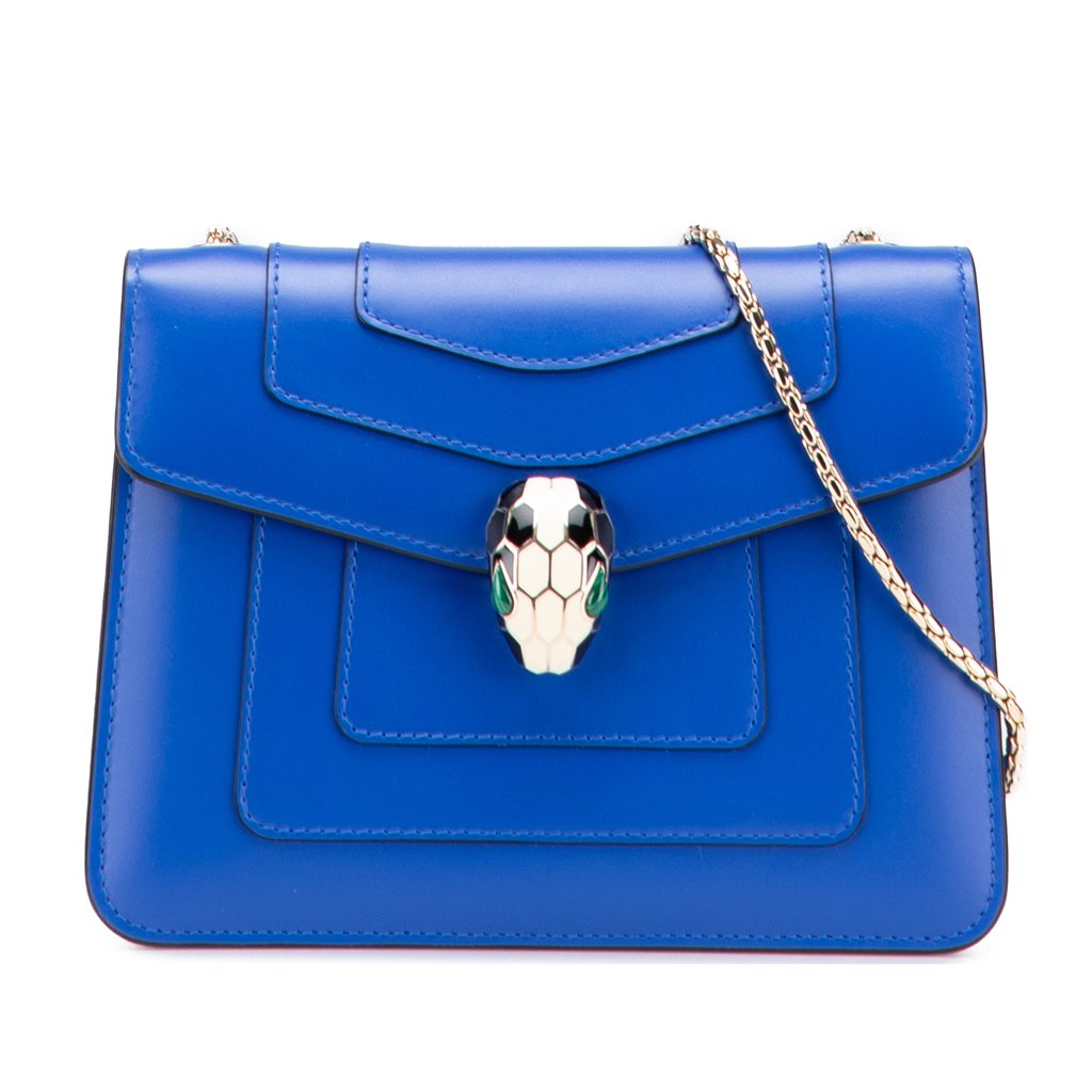 Bvlgari Small Leather Square Serpenti Forever Chain Crossbody