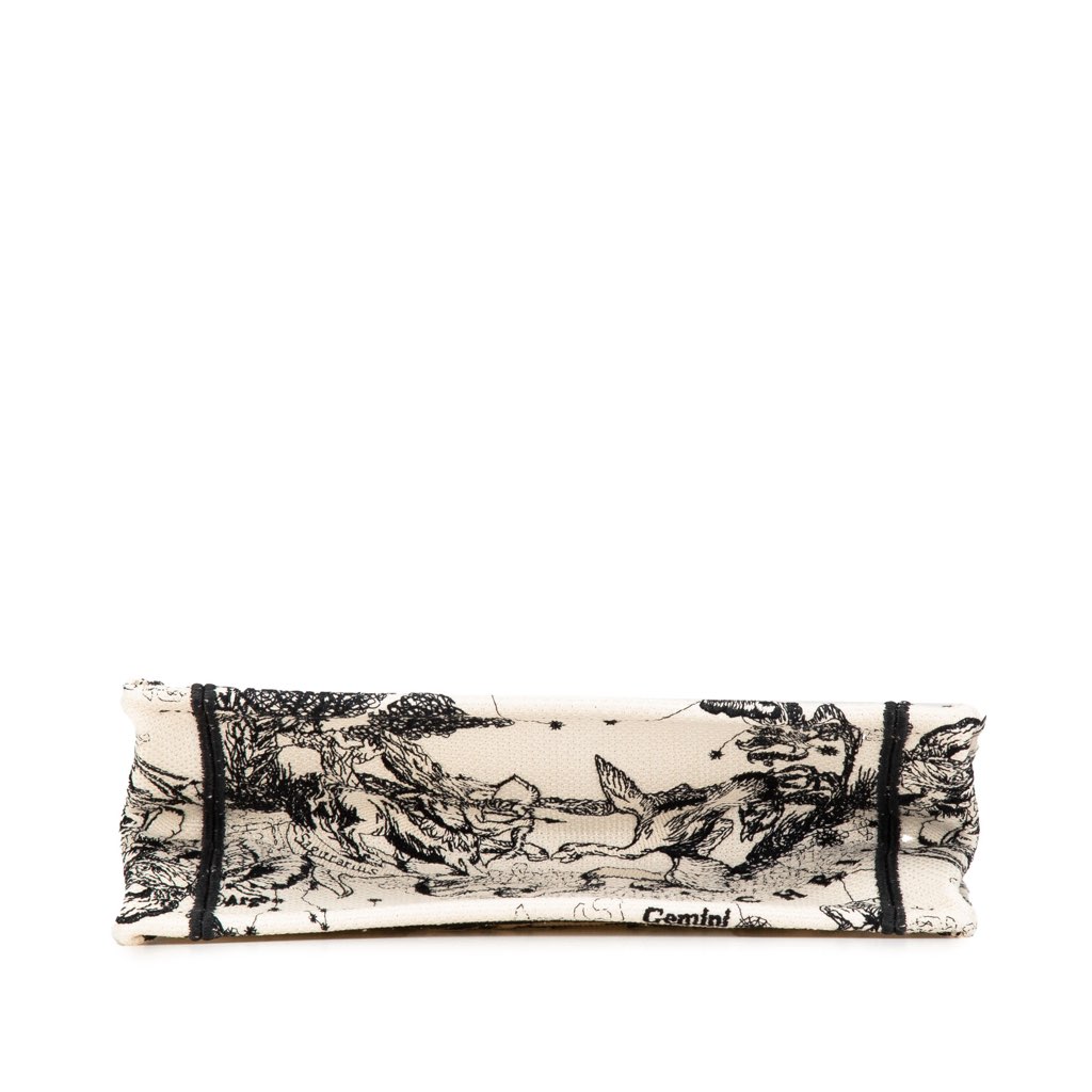 Dior Small Canvas Embroidered Zodiac Toile De Jouy Book Tote - 3