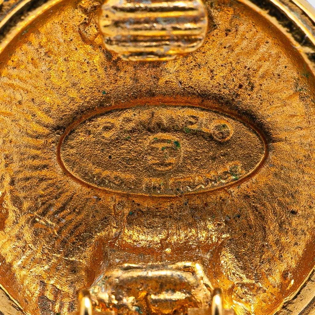 Chanel Gold Plated CC Round Clip on Earrings - 3