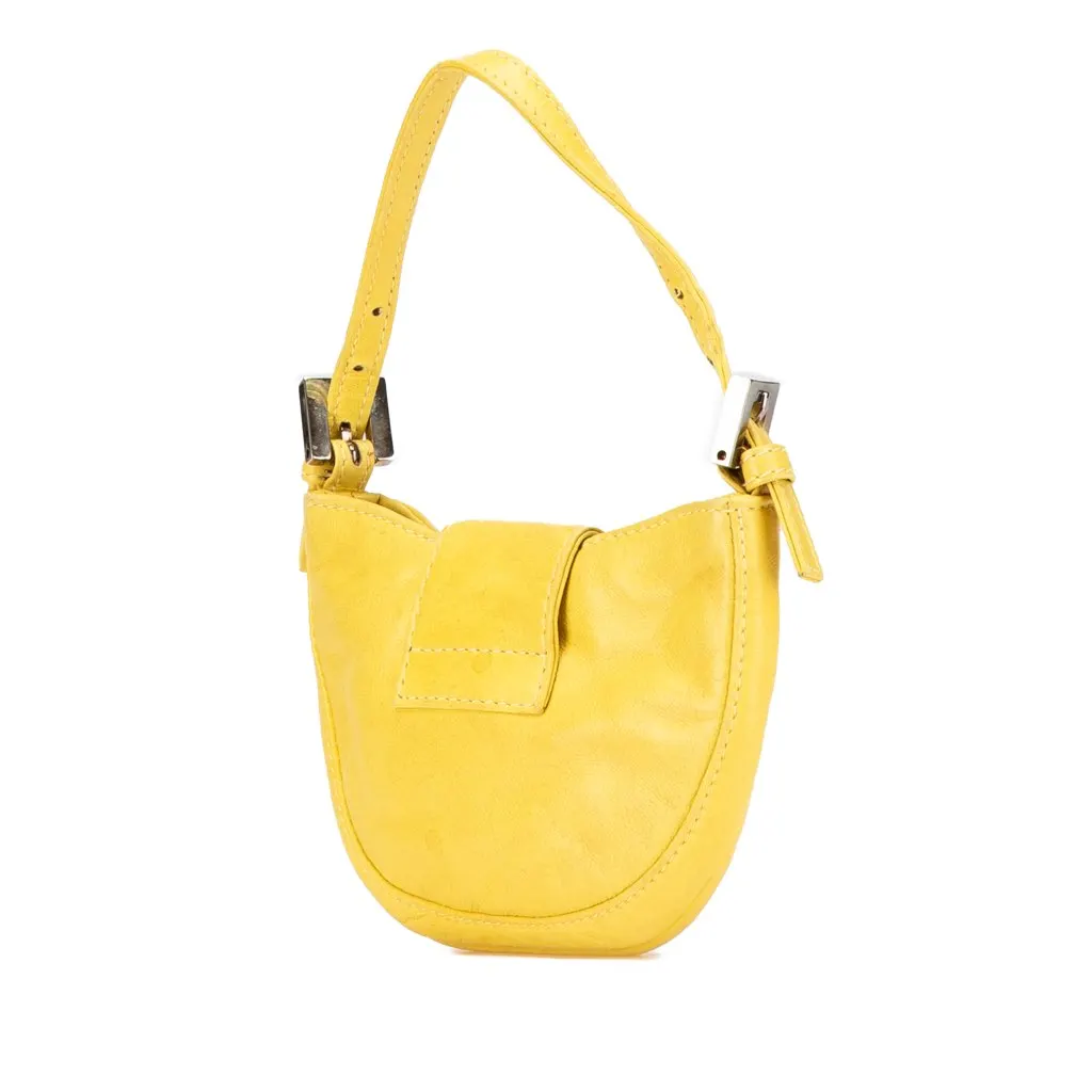 Fendi Mini Leather Croissant Handbag Yellow Leather Fair - Back View