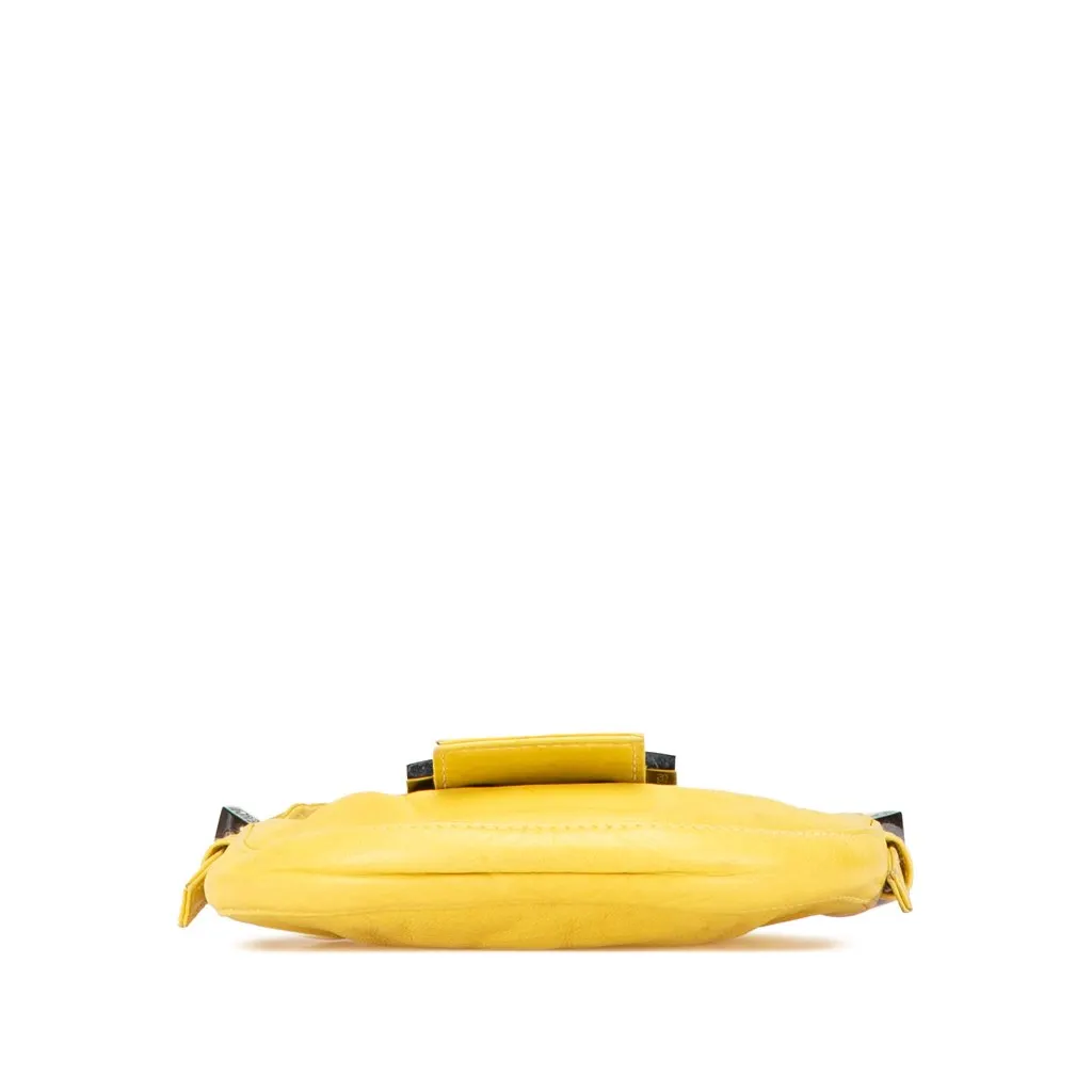Fendi Mini Leather Croissant Handbag Yellow Leather Fair - Inside View