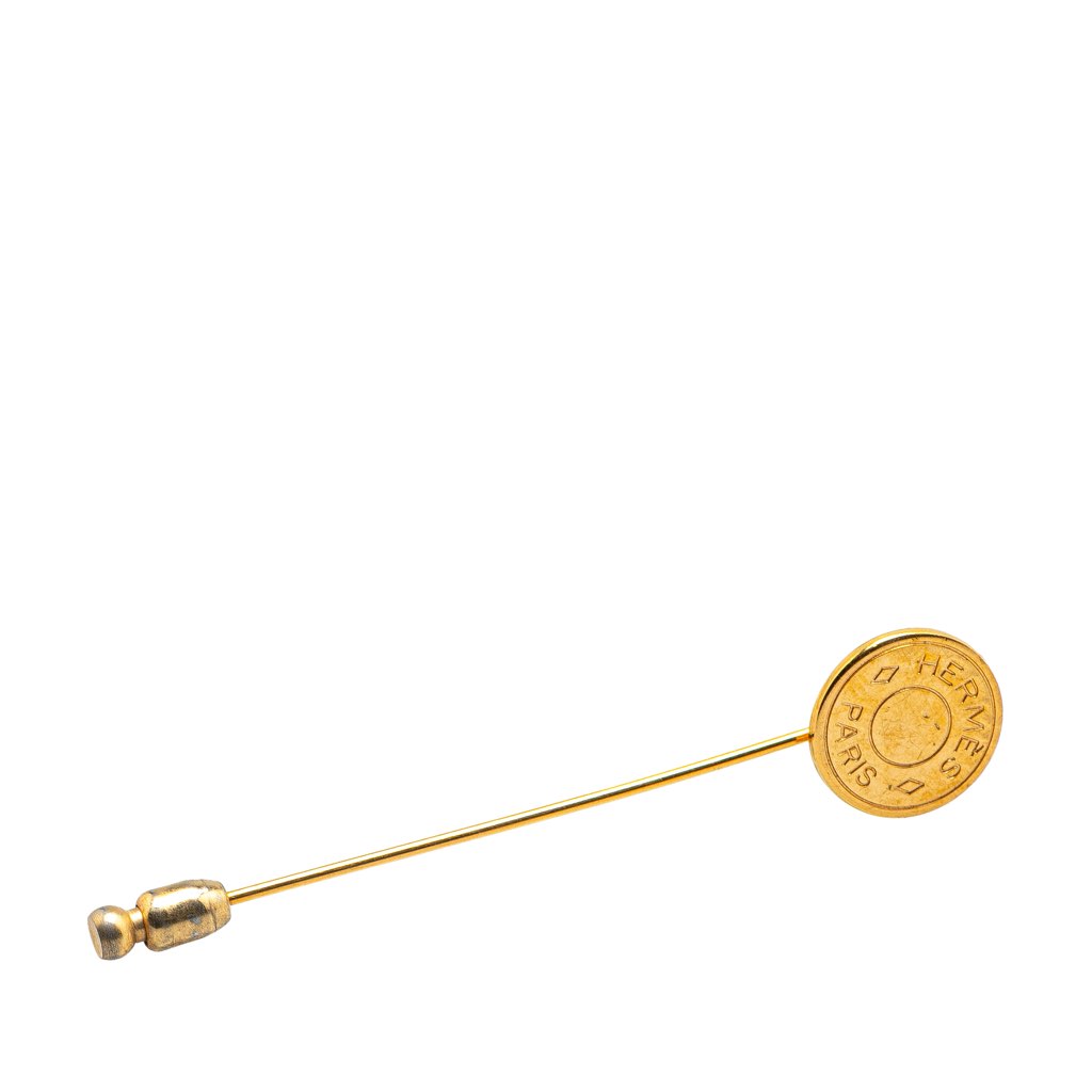 Hermès Gold Plated Clou de Selle Stick Pin Brooch