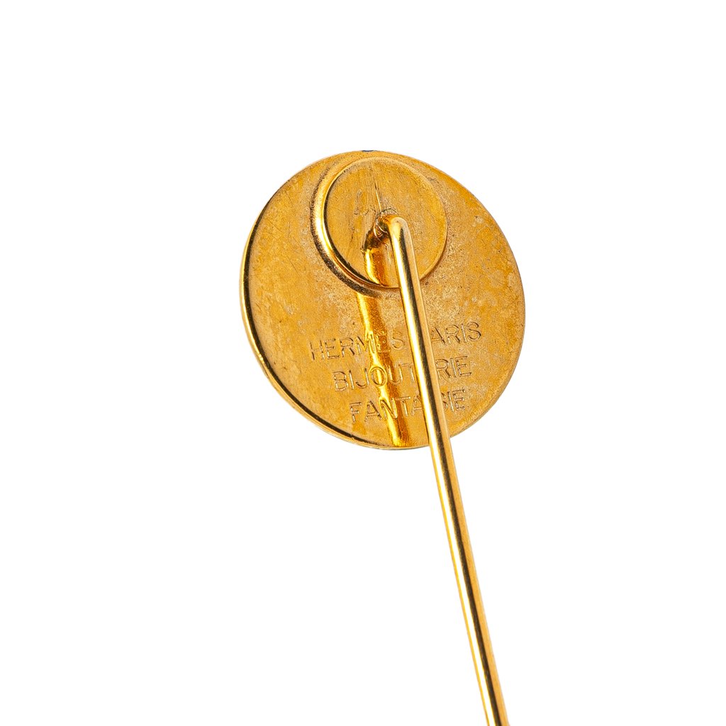 Hermès Gold Plated Clou de Selle Stick Pin Brooch - Image 6