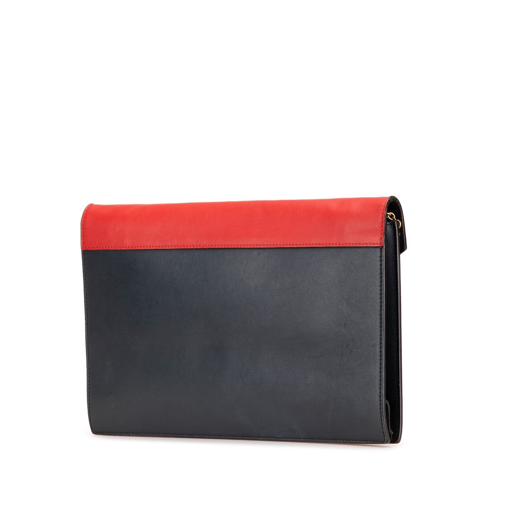 Celine Large Tricolor Leather Pocket Envelope Flap on Chain - 2