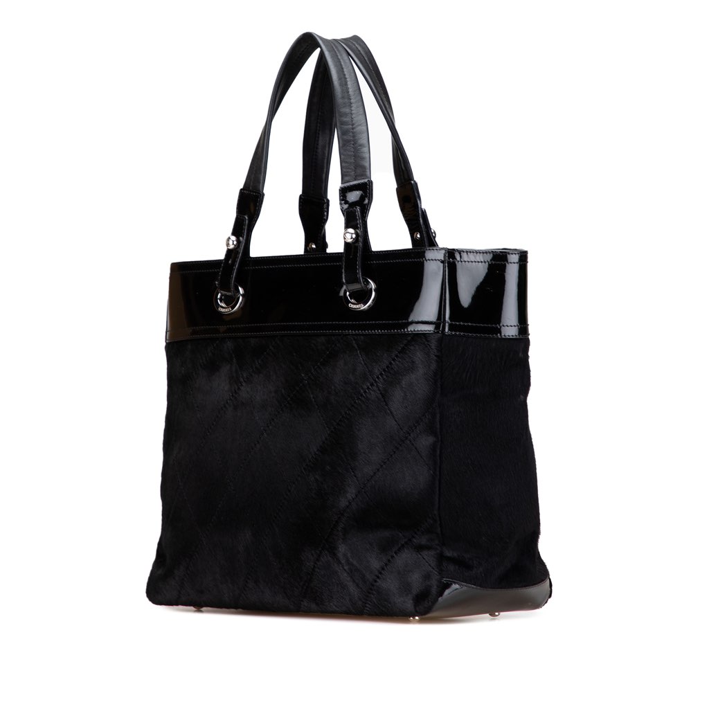 Chanel Medium Quilted Pony Hair and Patent Paris Biarritz Tote - 2