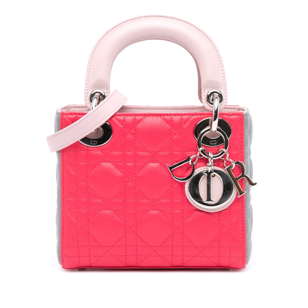 Dior Mini Tricolor Lambskin Cannage Lady Dior