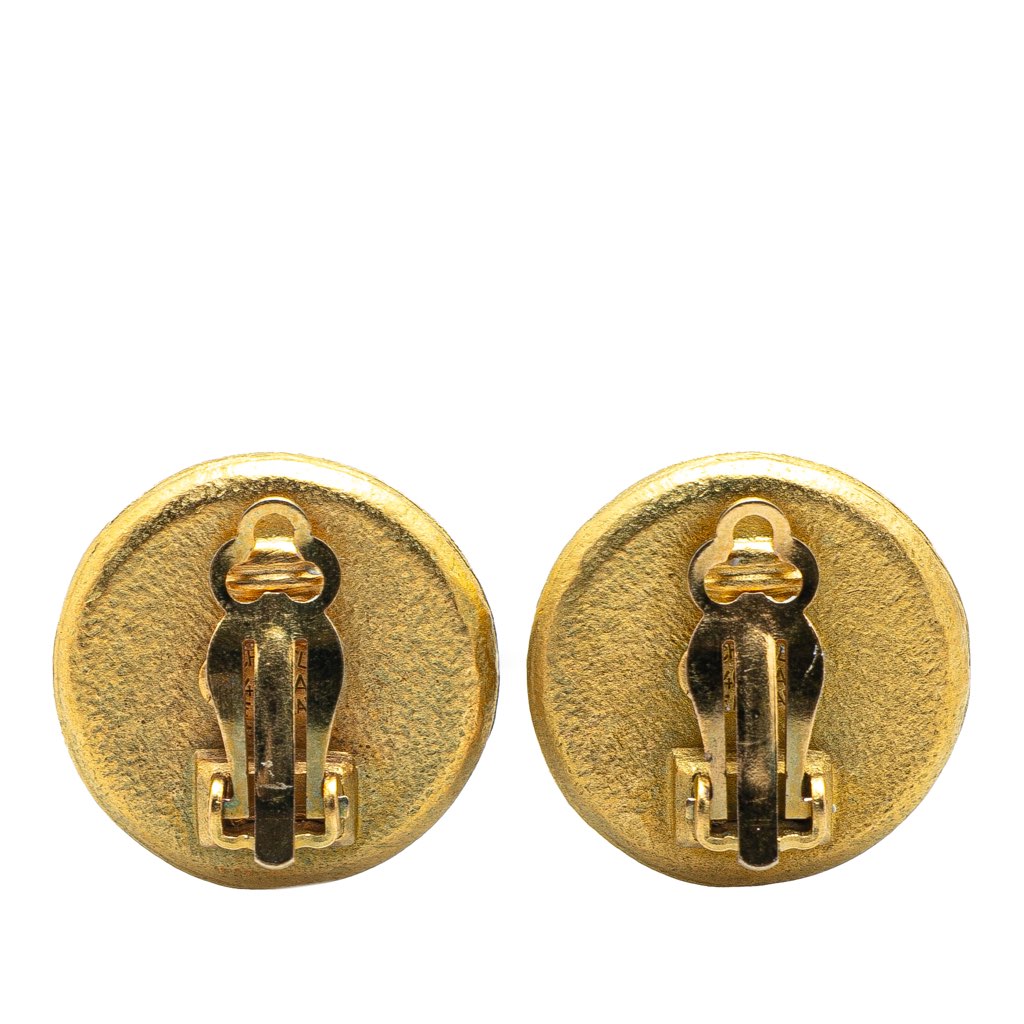 Chanel Gold Plated CC Frog Clip On Earrings - Back view