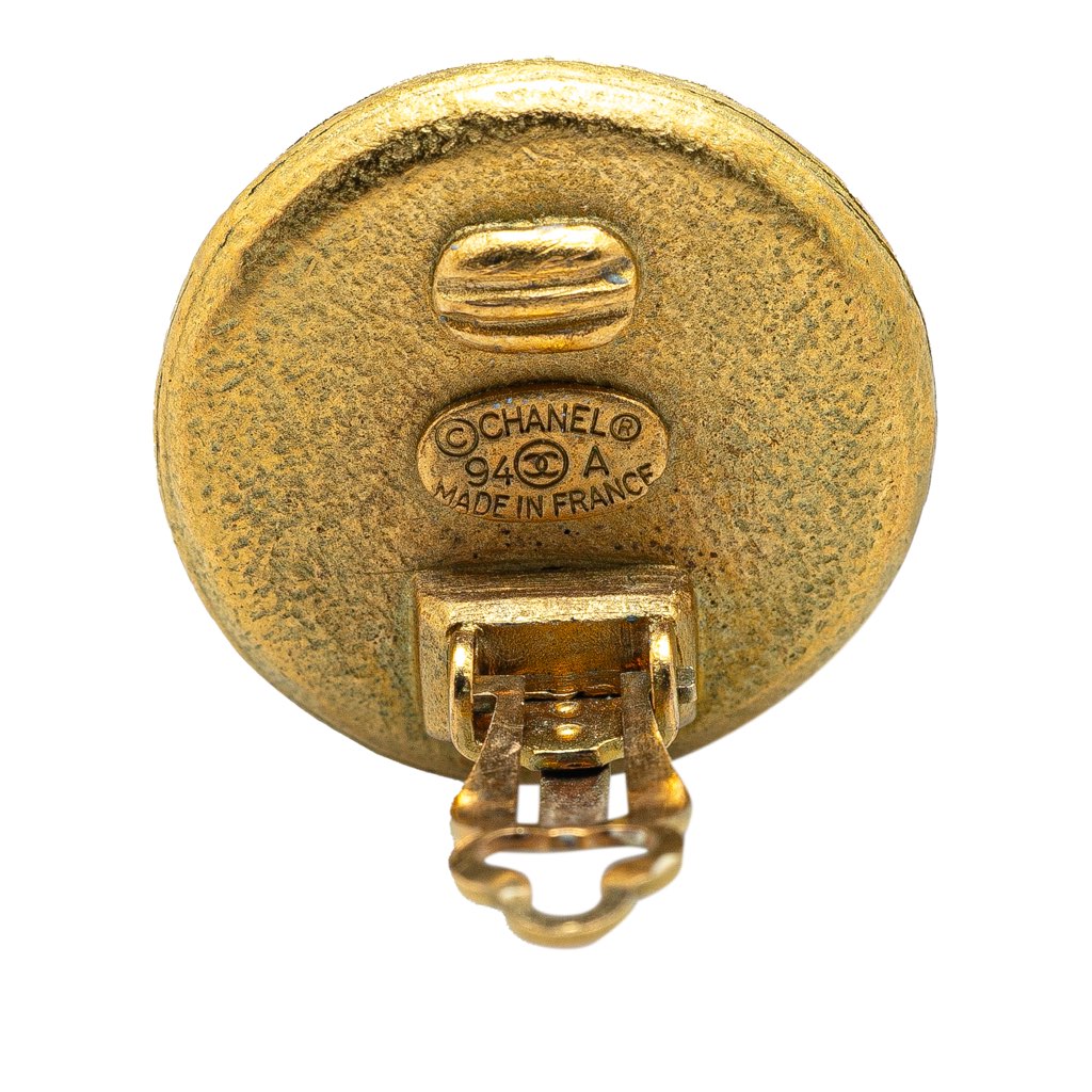 Chanel Gold Plated CC Frog Clip On Earrings - Image 6