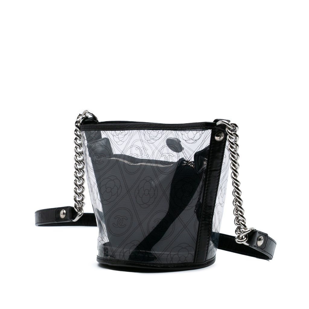 Chanel Small PVC and Crumpled Calfskin Camellia Coco Bucket Bag - 2