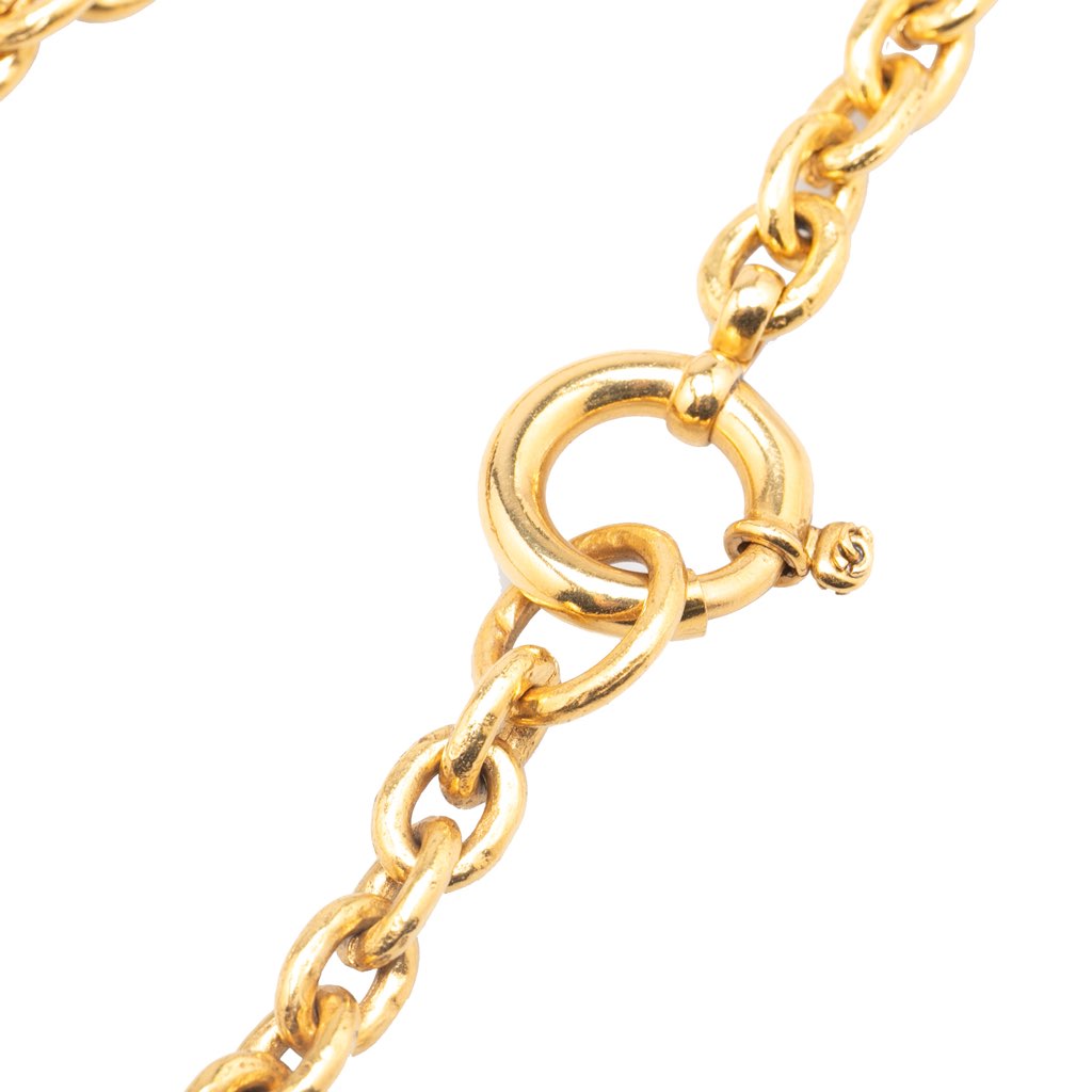 Chanel Gold Plated CC Round Pendant Necklace - 2