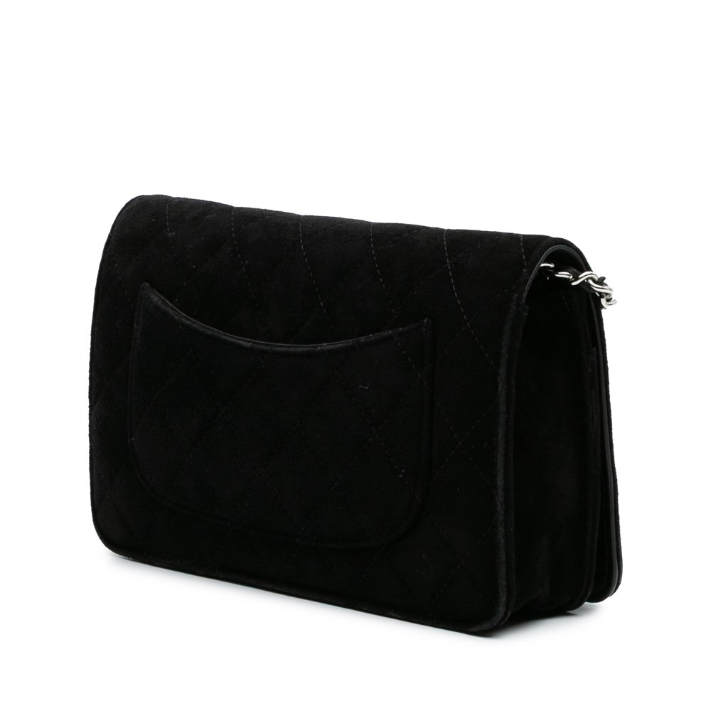 Chanel Quilted Suede Cocostellar Wallet on Chain - Back view