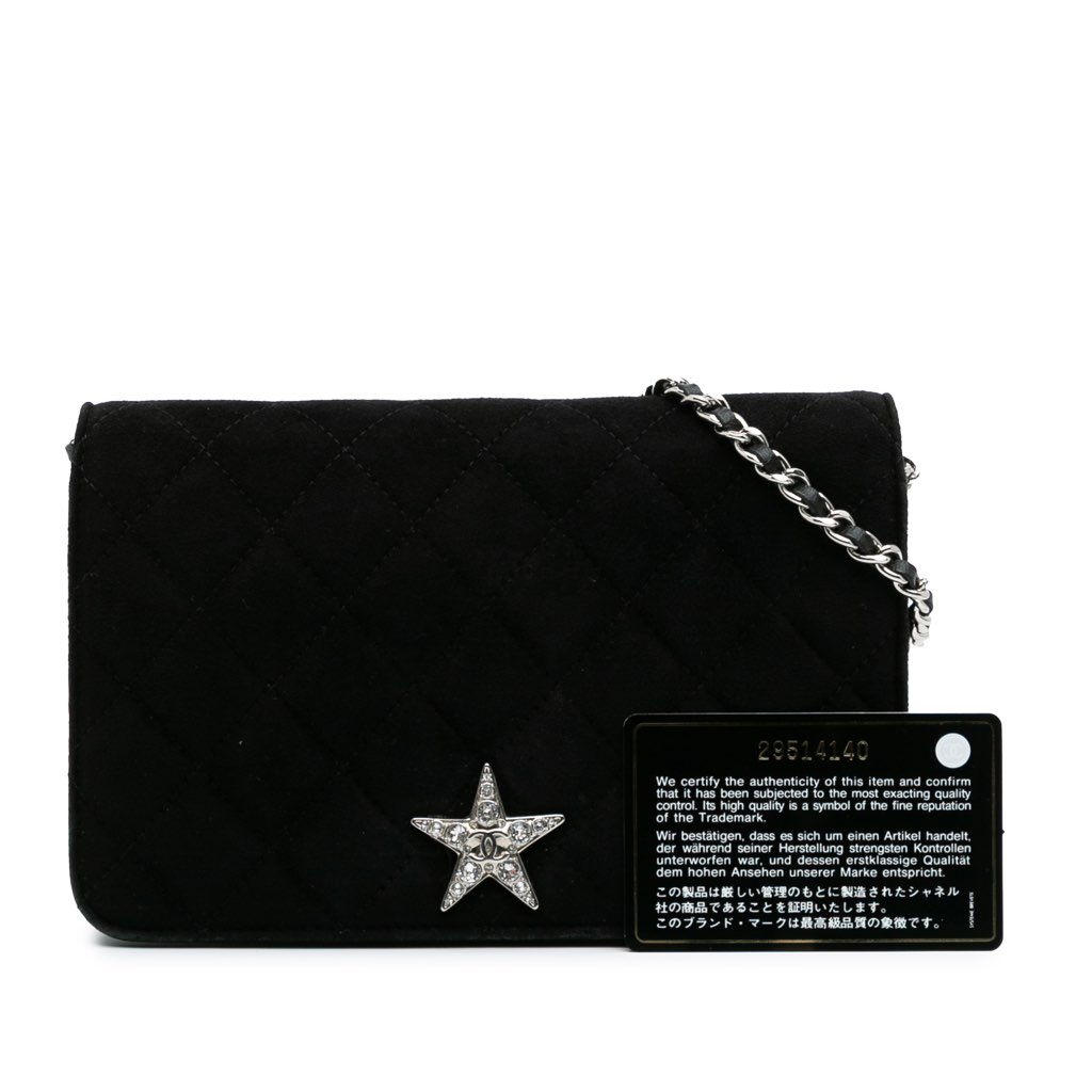Chanel Quilted Suede Cocostellar Wallet on Chain - Image 14