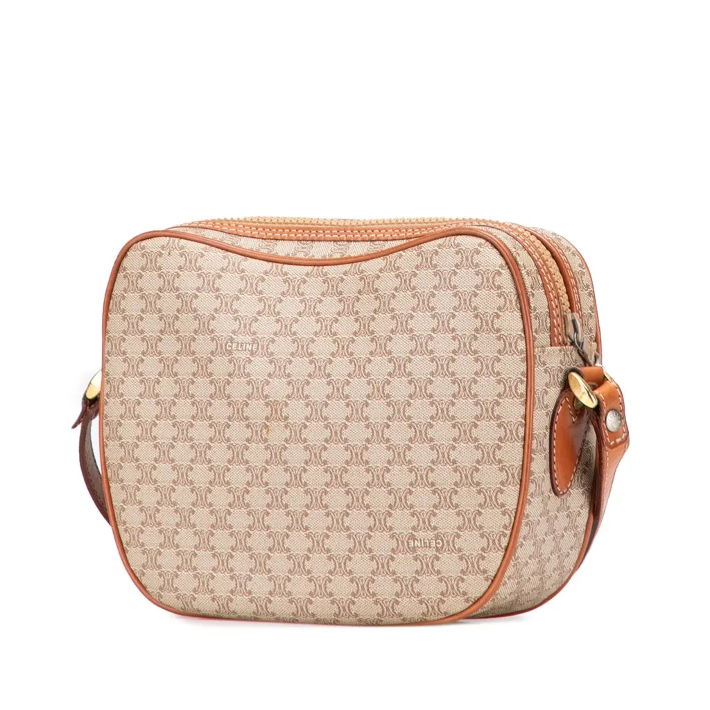 Celine Macadam Coated Canvas Crossbody Brown Canvas Good - Back View