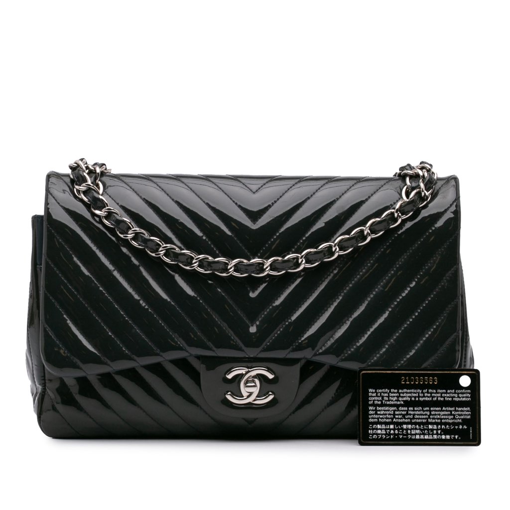 Chanel Jumbo Classic Chevron Patent Double Flap - Image 14