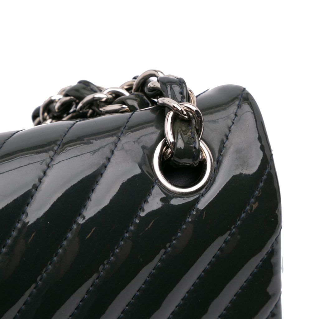 Chanel Jumbo Classic Chevron Patent Double Flap - Image 11