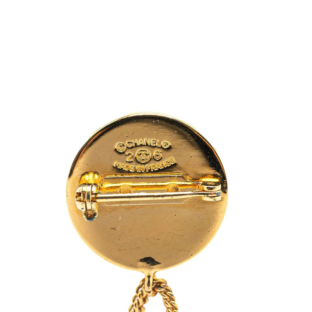 Chanel Gold Plated CC Quilted Flap Bag Brooch Gold Metal Good - Inside View