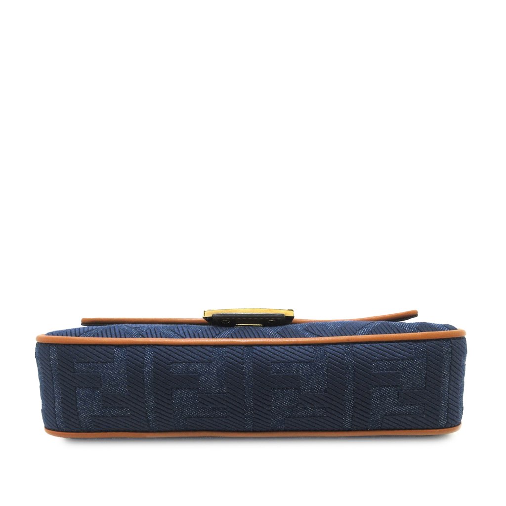 Fendi Zucca Embroidered Denim Baguette Satchel - 4