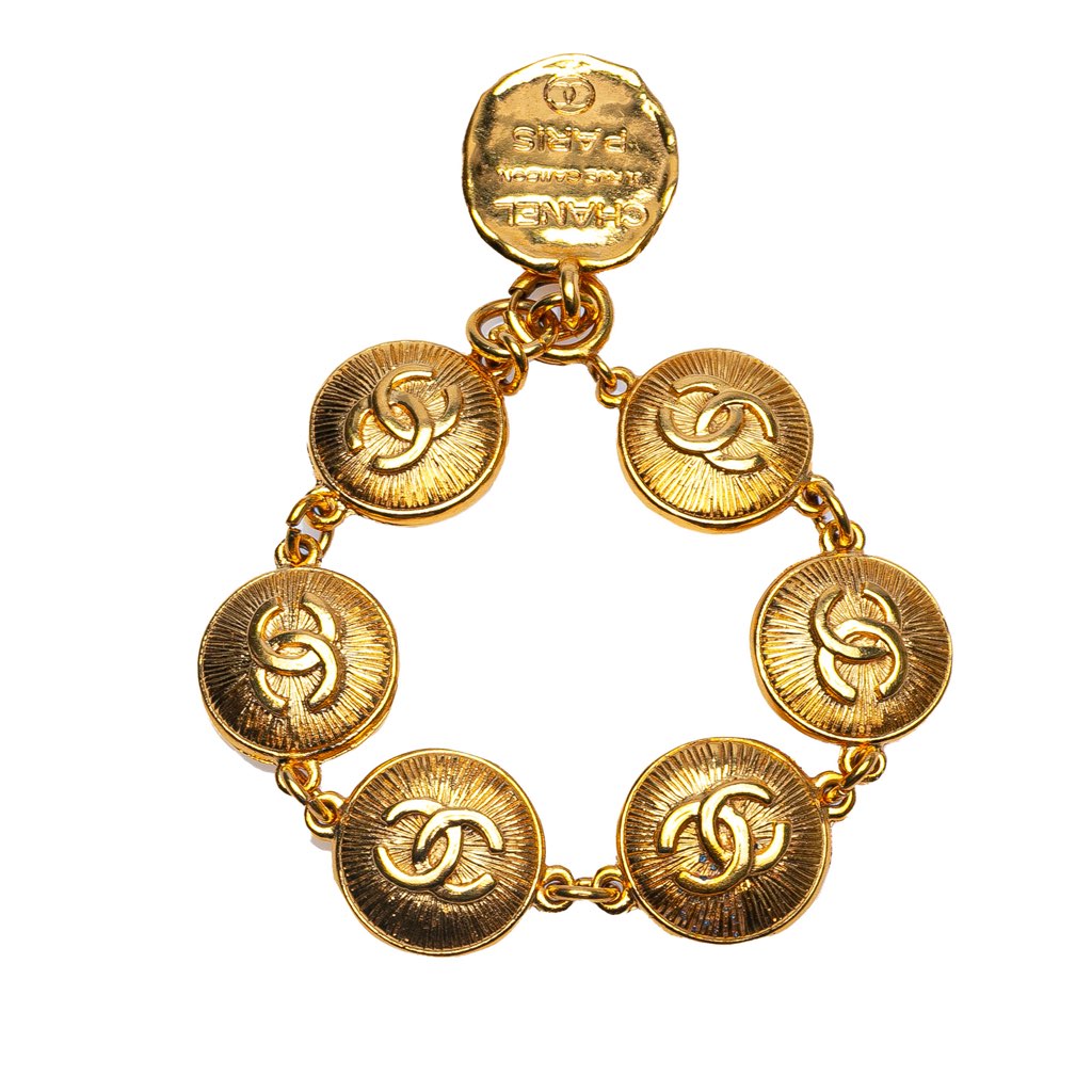 Chanel Gold Plated Rue Cambon CC Medallion Link Bracelet - 3