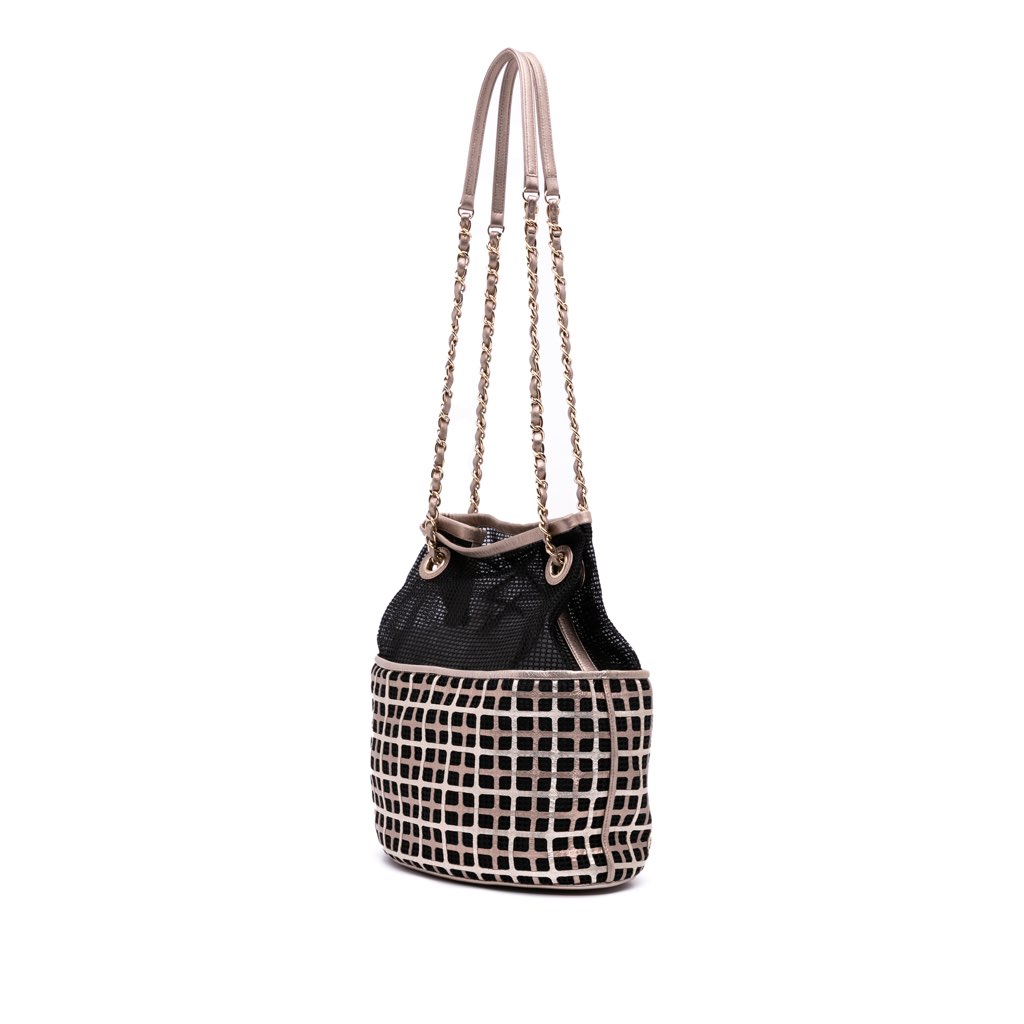 Chanel CC Mesh and Metallic Calfskin Bucket Bag - 2