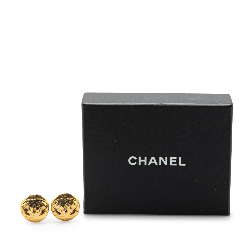 Chanel Gold Plated CC Clip on Earrings - 4