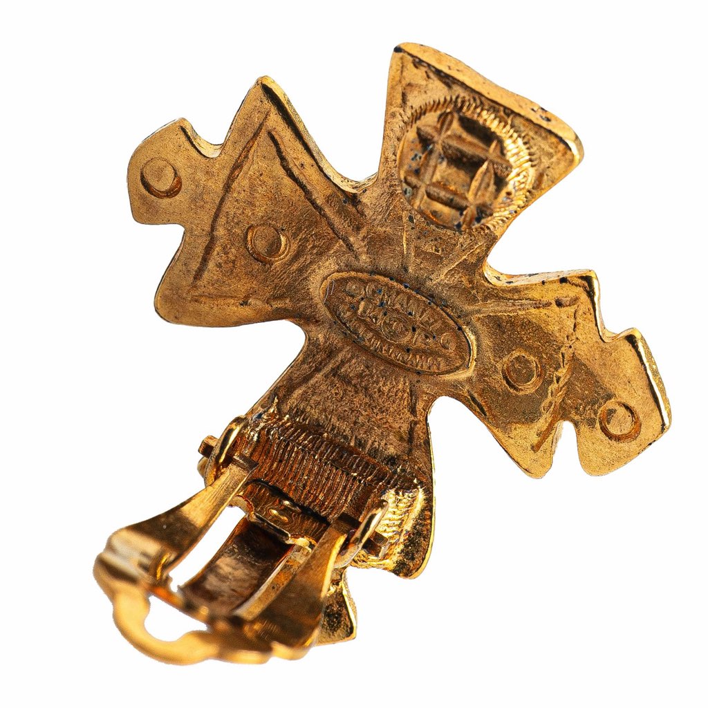 Chanel Gold Plated CC Cross Clip on Earrings - Image 6