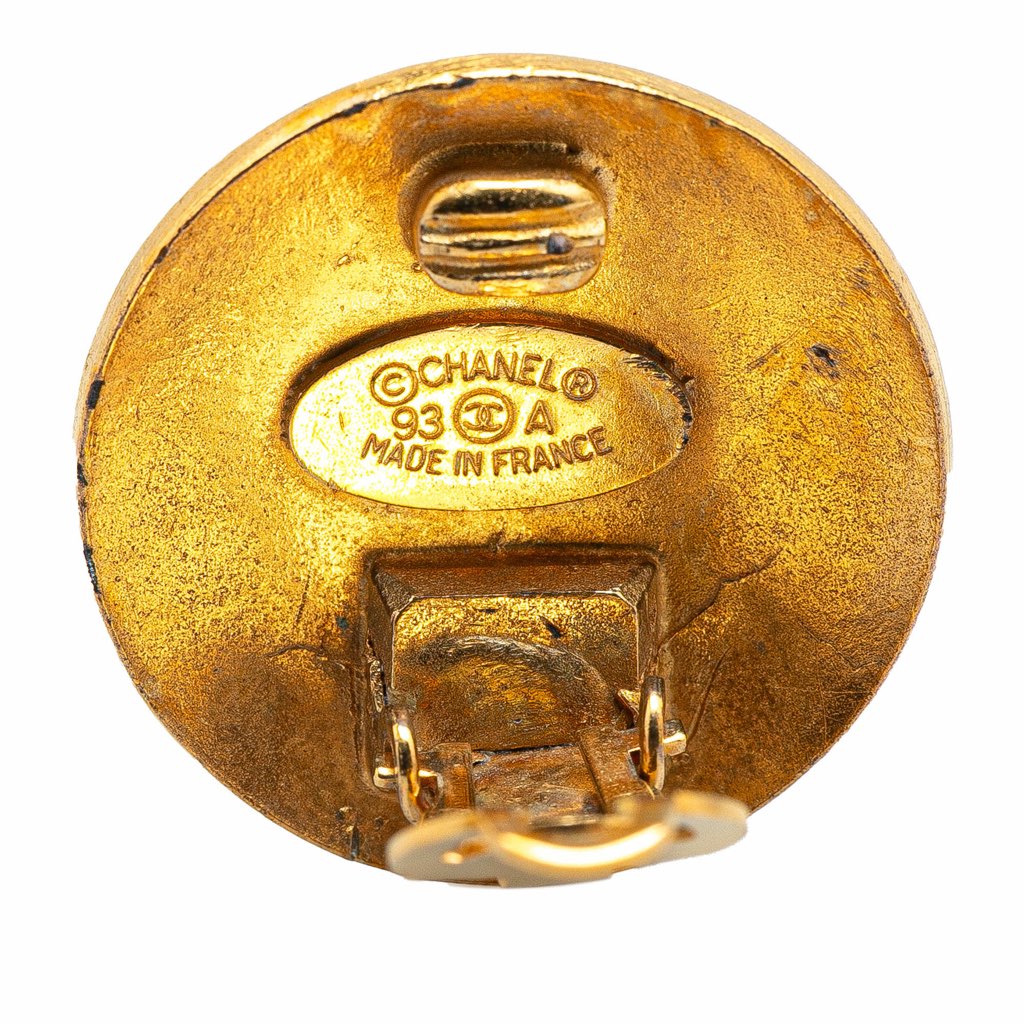 Chanel Gold Plated CC Round Clip On Earrings - Image 6