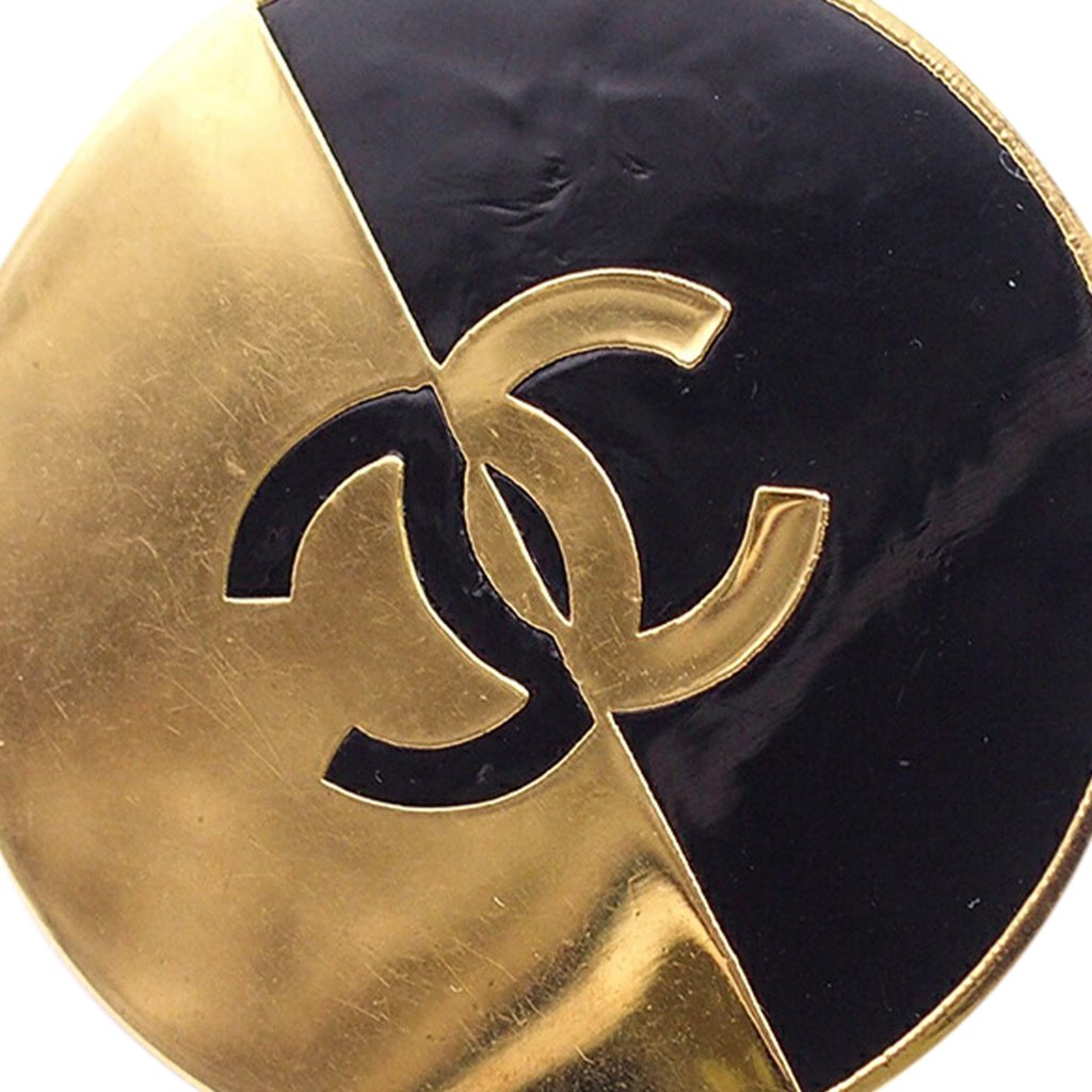 Chanel Gold Plated CC Button Clip On Earrings - 3