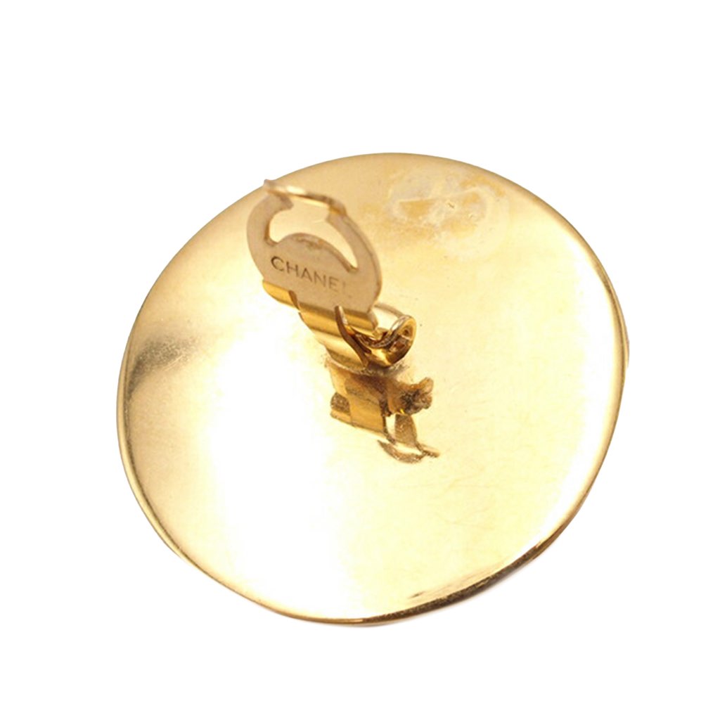 Chanel Gold Plated CC Button Clip On Earrings - 4
