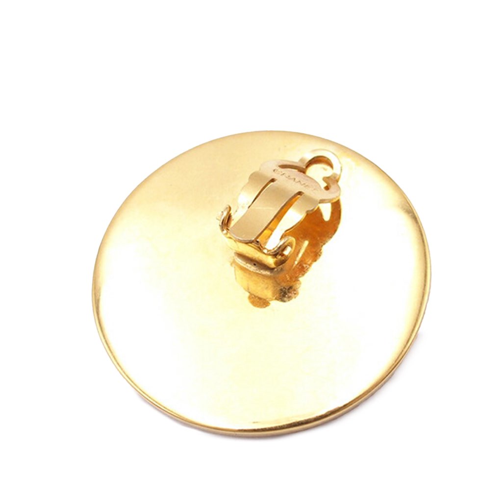 Chanel Gold Plated CC Button Clip On Earrings - 5