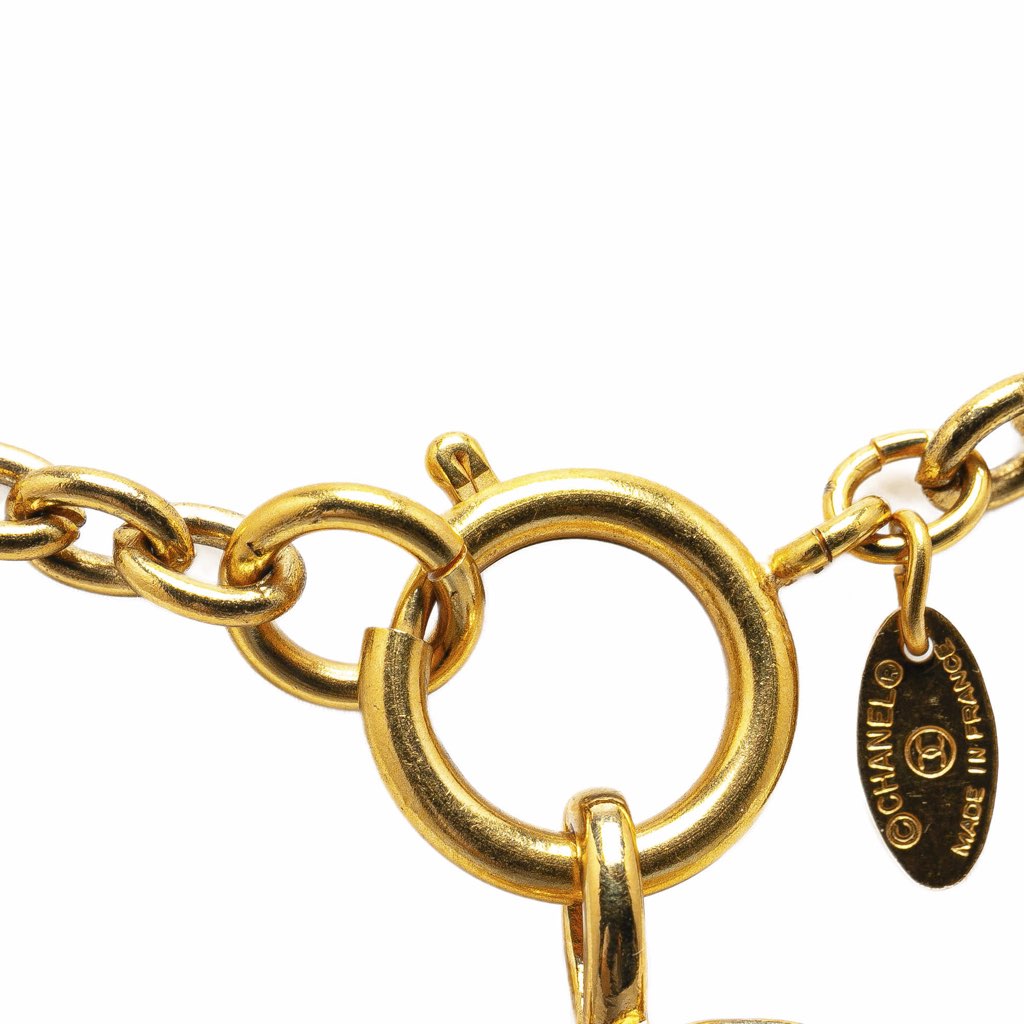 Chanel Gold Plated Quilted CC Pendant Necklace - 2