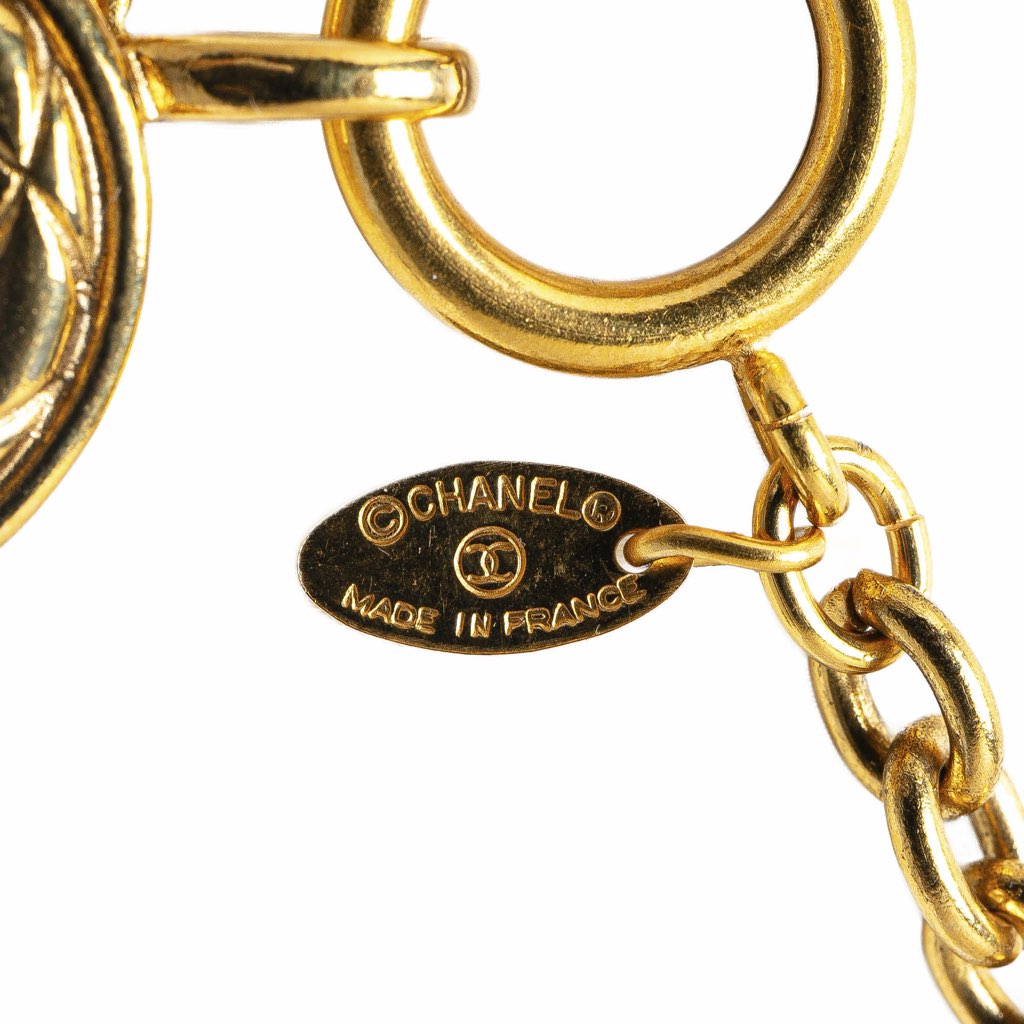 Chanel Gold Plated Quilted CC Pendant Necklace - 3