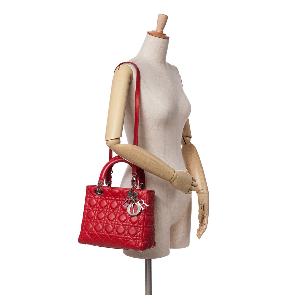 Dior Medium Lambskin Cannage Lady Dior - Image 11