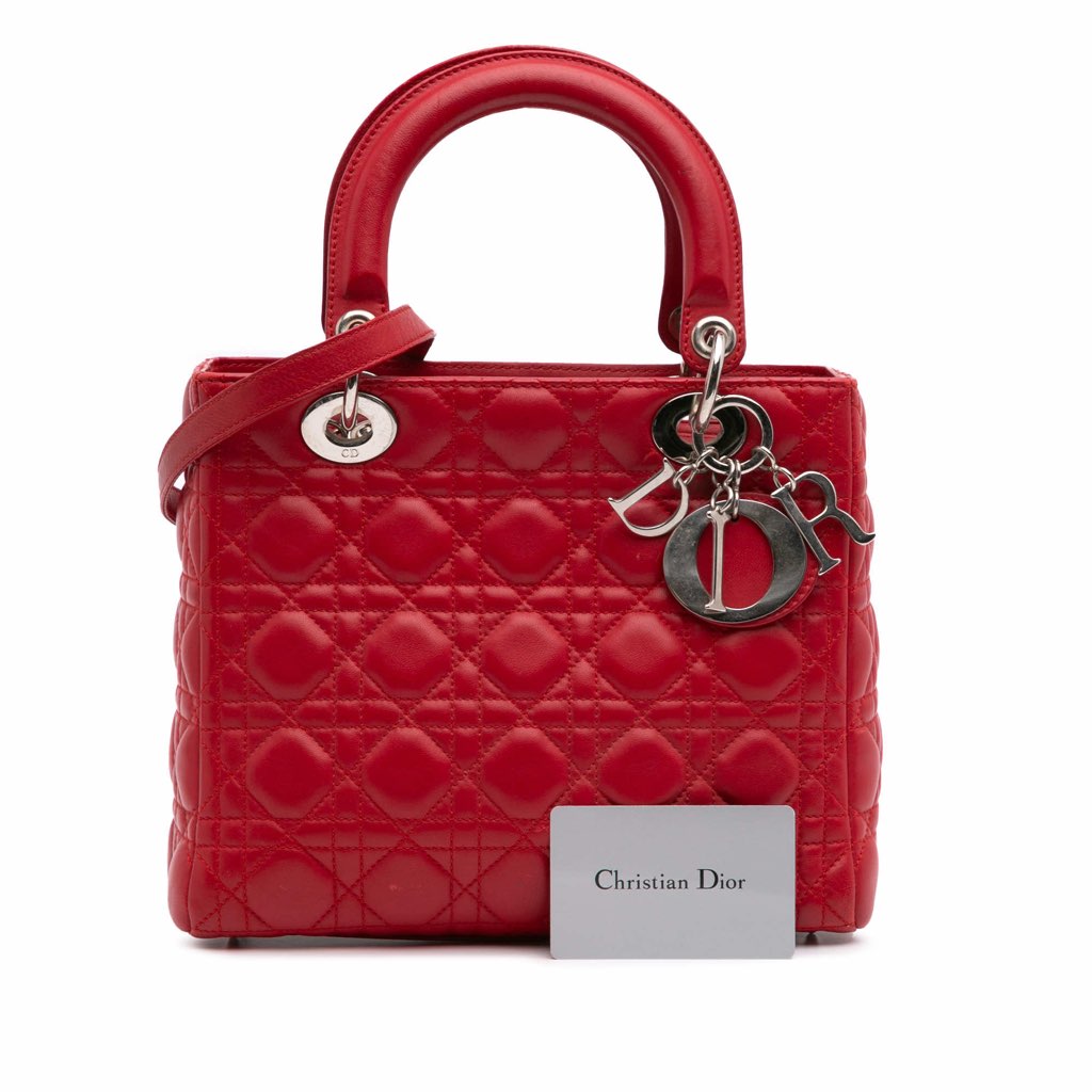 Dior Medium Lambskin Cannage Lady Dior - Image 12