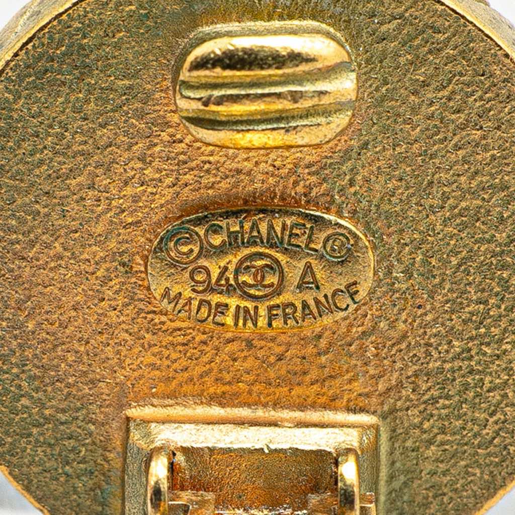 Chanel Gold Plated CC Button Clip On Earrings - 3
