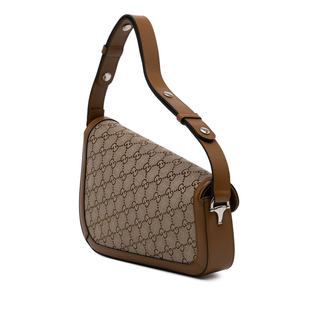 Gucci GG Canvas Asymmetric Horsebit 1955 Shoulder Bag - Back view