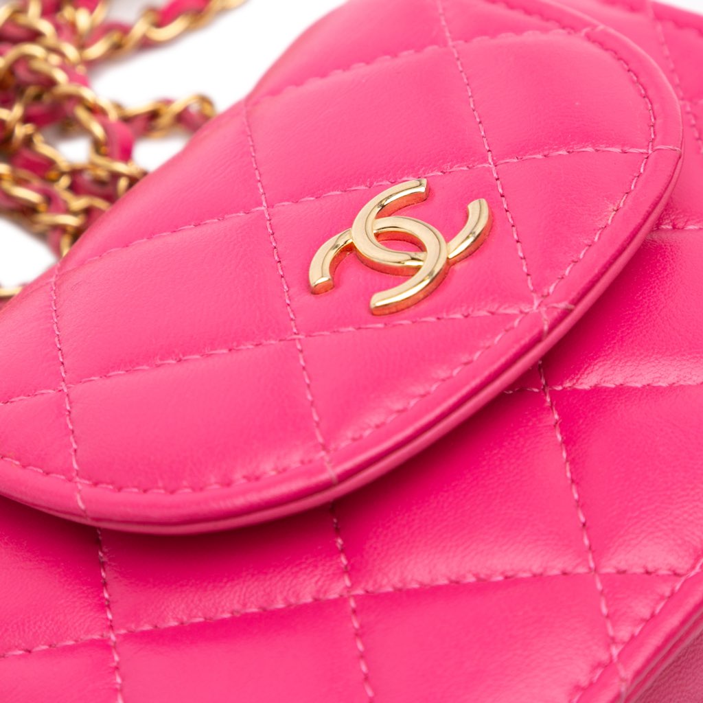 Chanel CC Quilted Lambskin Flap Clutch On Chain - Detail 1