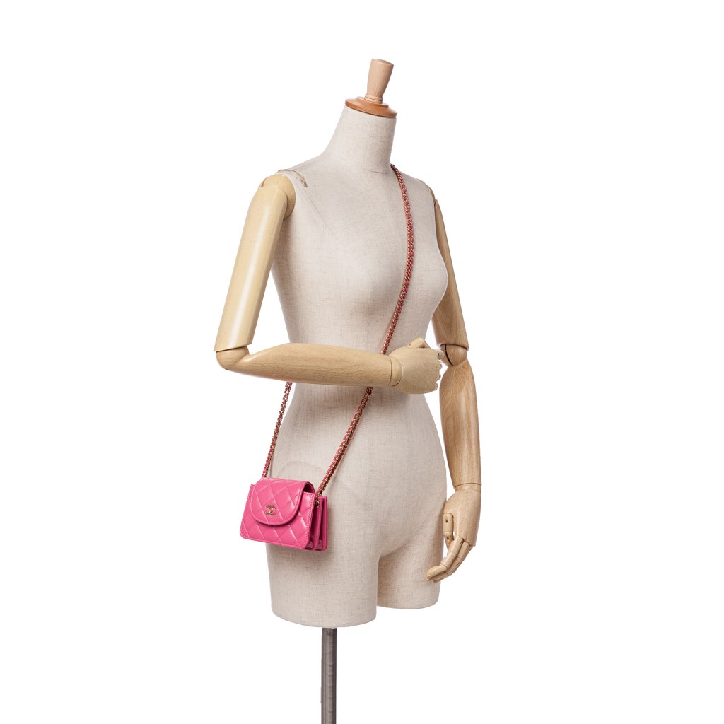 Chanel CC Quilted Lambskin Flap Clutch On Chain - Image 10
