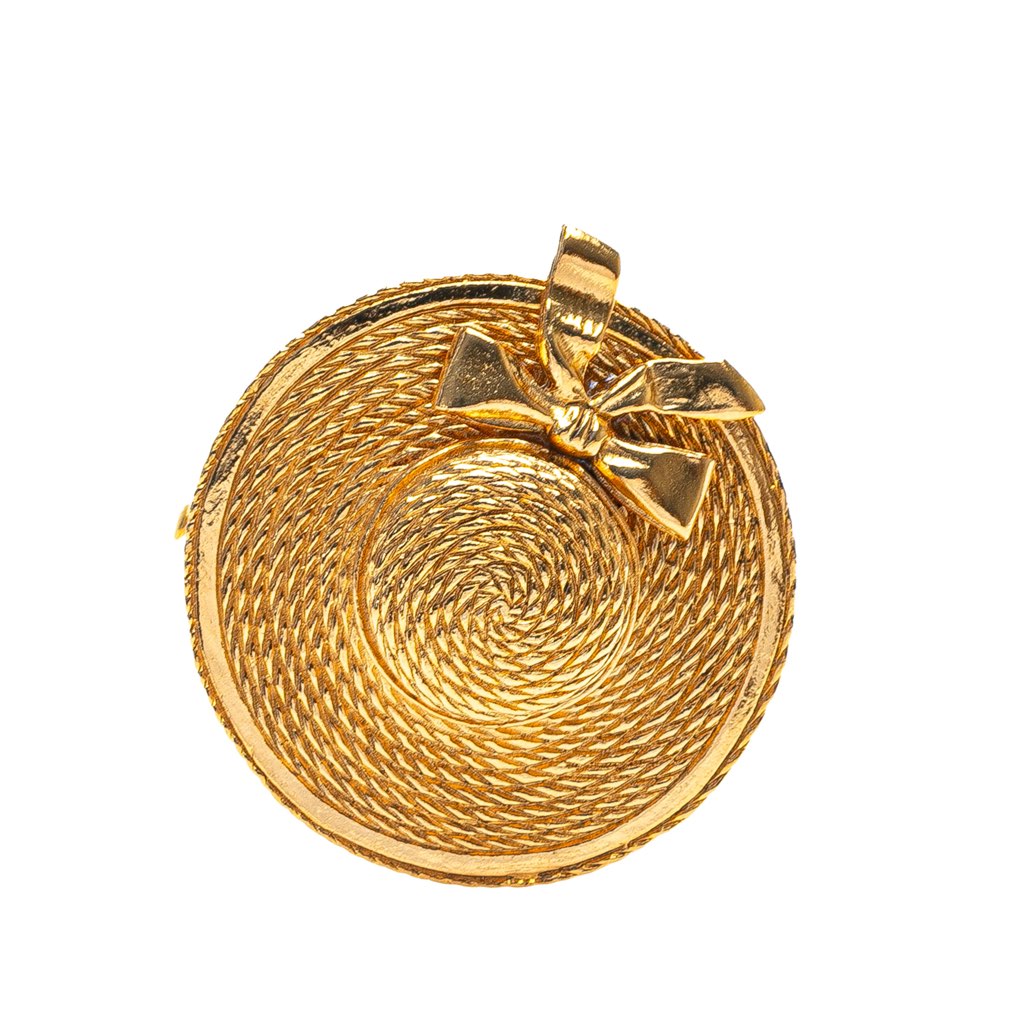 Chanel Gold Plated Straw Hat Brooch