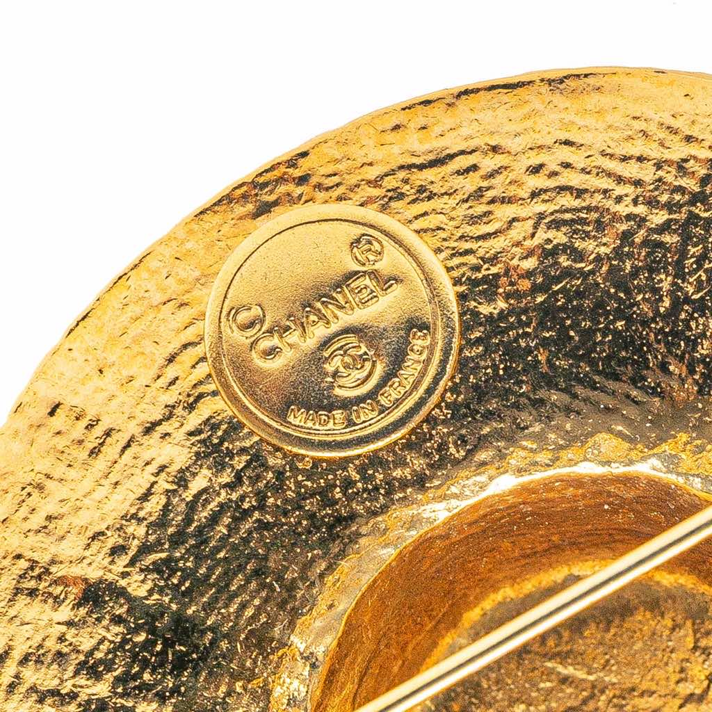 Chanel Gold Plated Straw Hat Brooch - Image 6
