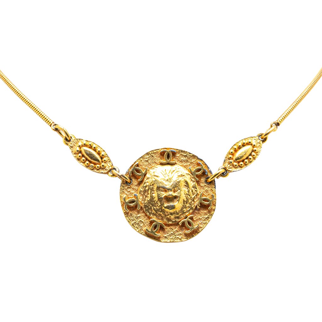 Chanel Gold Plated Sun Lion Necklace
