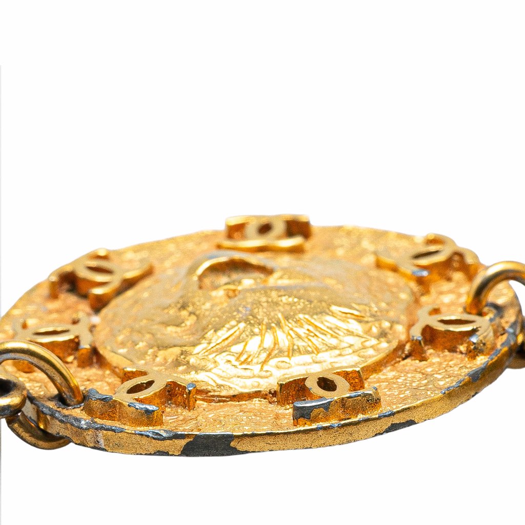 Chanel Gold Plated Sun Lion Necklace - Back view