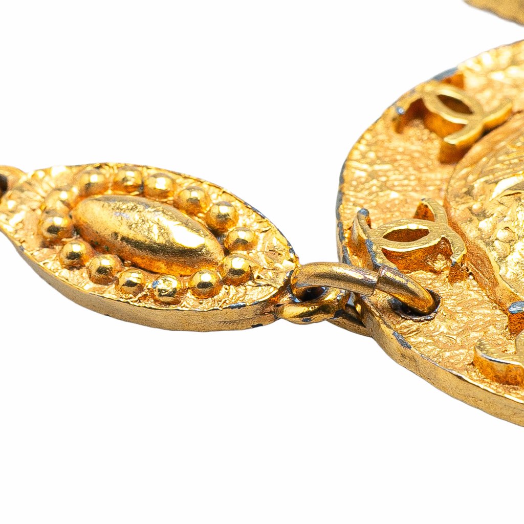 Chanel Gold Plated Sun Lion Necklace - Side view