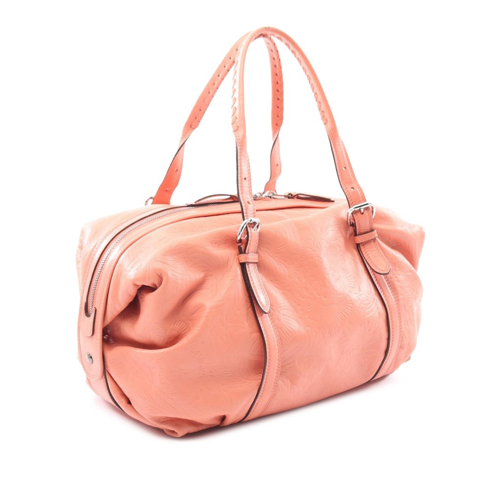 Loewe Embossed Leather Anagram Boston Bag - 2