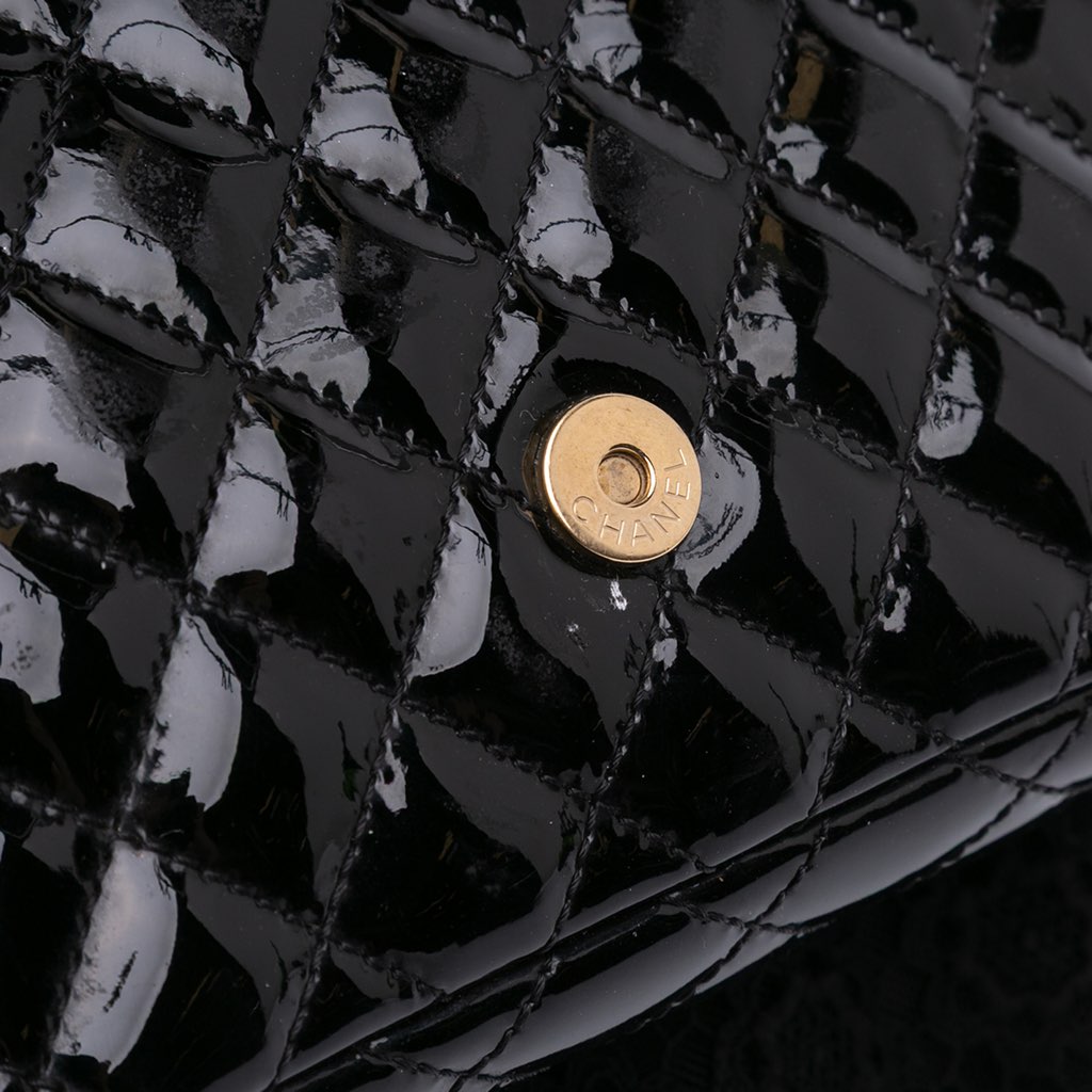 Chanel Mini Patent Lace Kiss Lock Flap Double Bag - Image 12