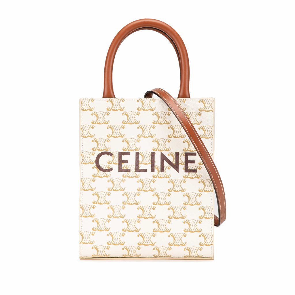 Celine Mini Triomphe Coated Canvas Vertical Cabas Satchel