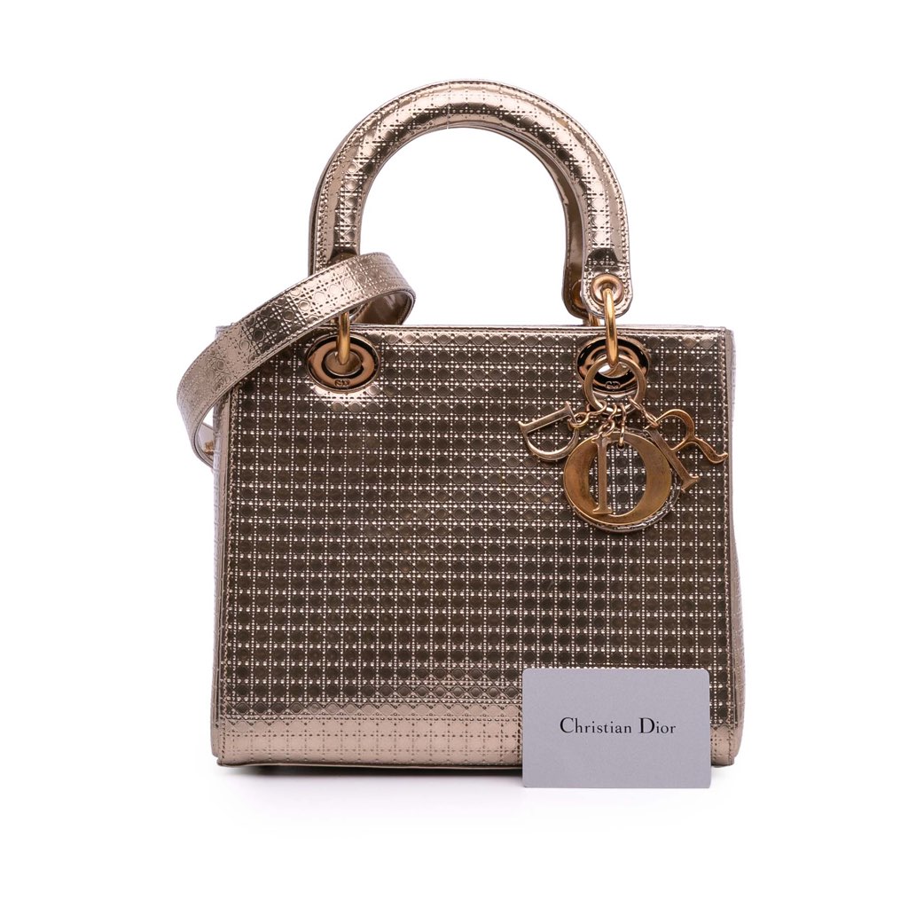 Dior Medium Metallic Patent Microcannage Lady Dior - Image 14