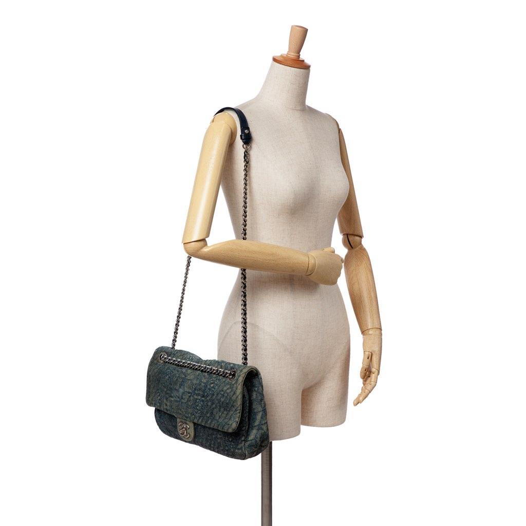 Chanel Large Embroidered Denim Camellia Flap - Image 13